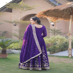 Royal Zari & Sequin Embroidered Georgette Gown with Dupatta